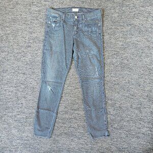 Mother Women's The Vamp Skinny Jean On the Road Destroy Railroad Stripe Size 28